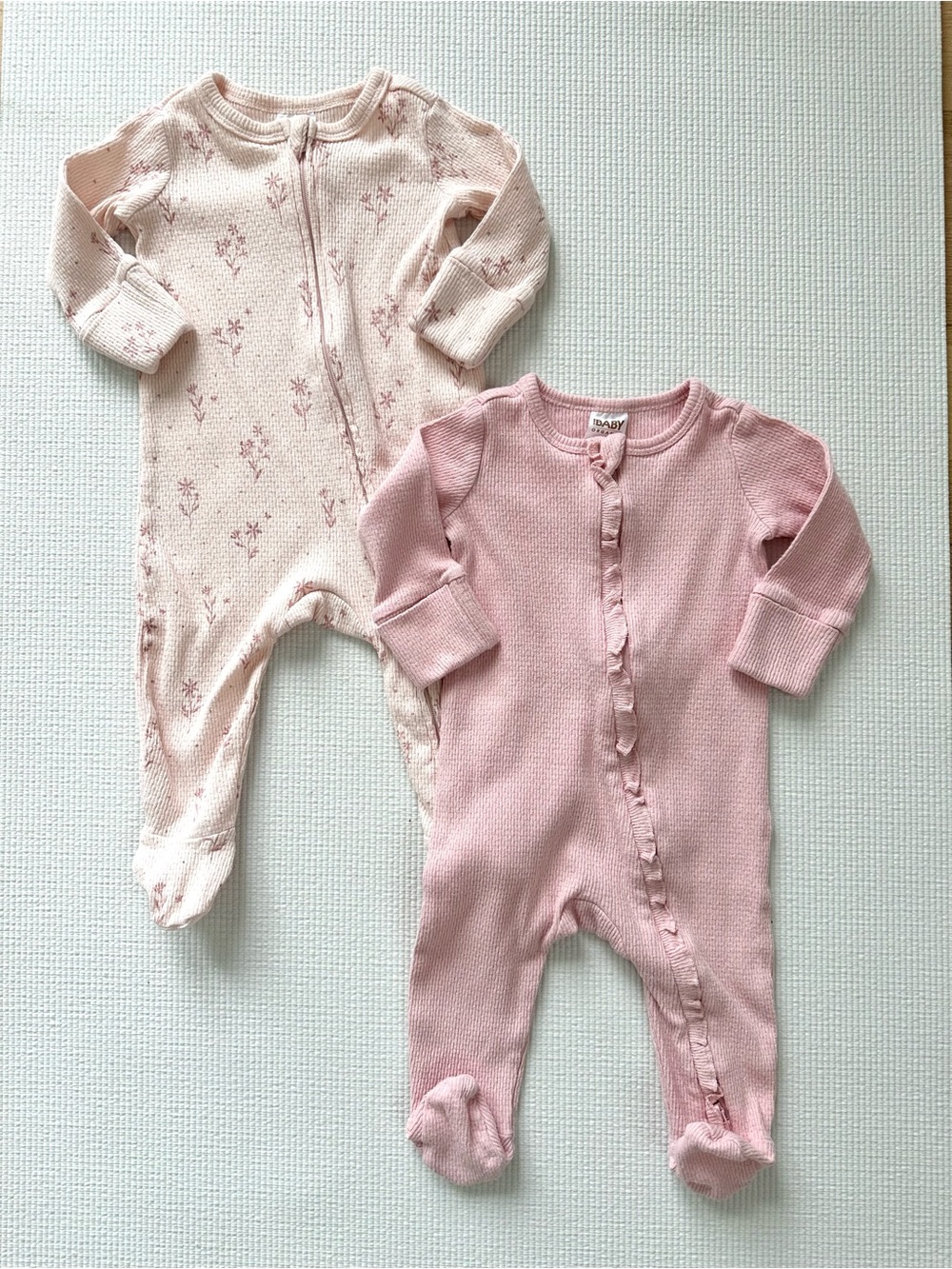 A Set of 2 Baby Footies - Blush & Pink